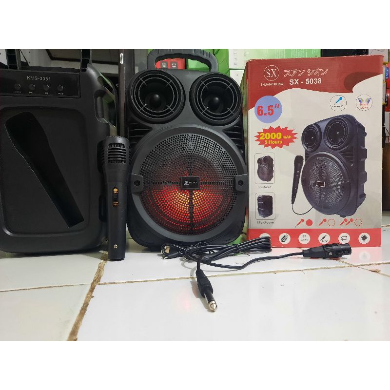 Speaker bluetooth karoke SX-5038, Bonus Free mic full bass 6,5 inch