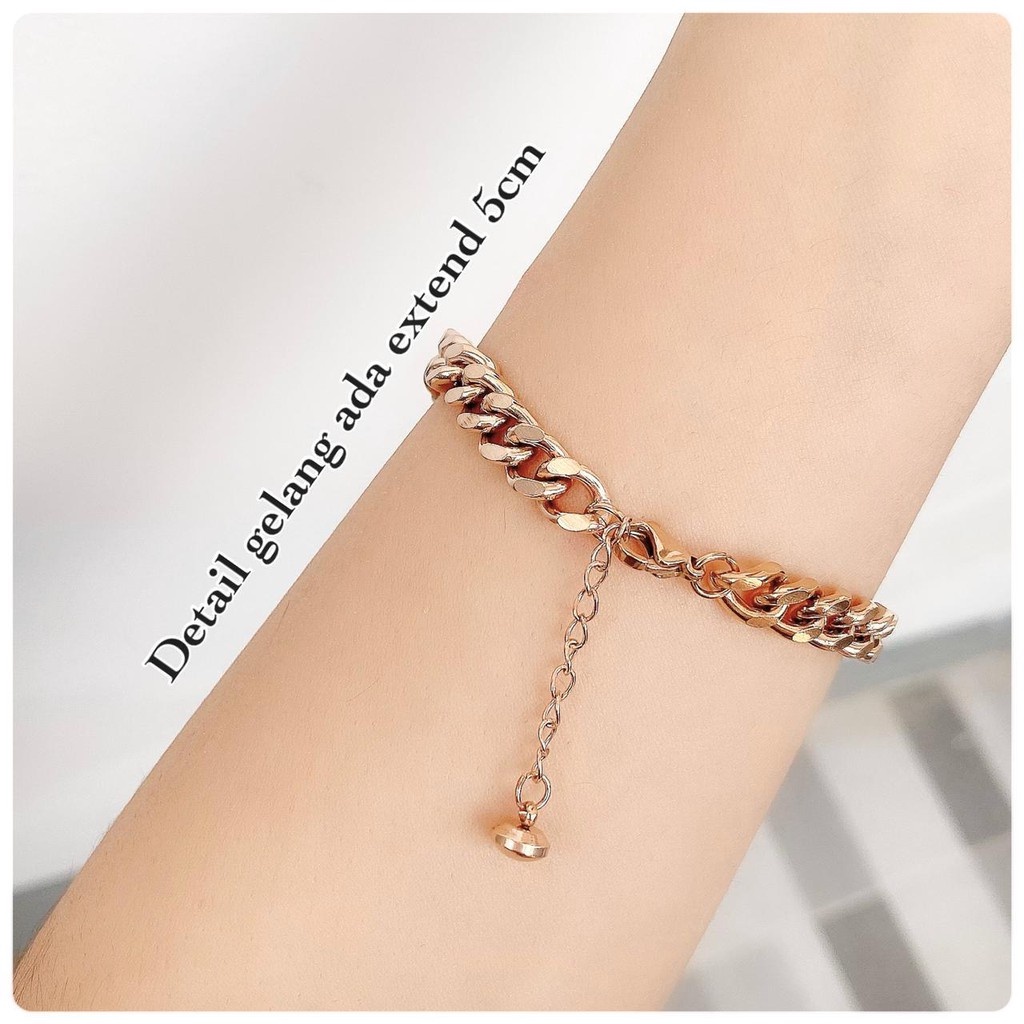 gelang tangan fashion wanita titanium asli anti karat korea style model rantai | aksesoris