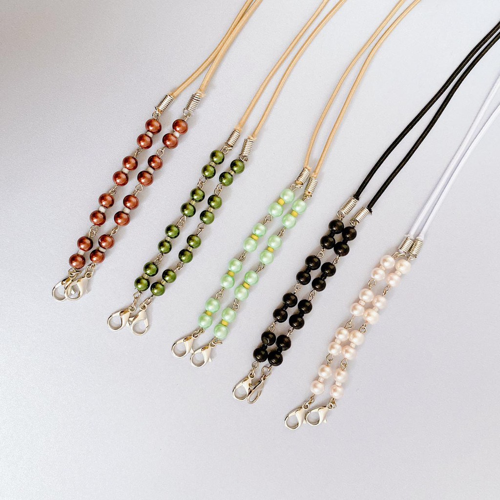 Strap Masker 2in1 Konektor Tali Masker Kalung Hijab Aksesoris Masker Strapmask Mutiara Rantai Korea 