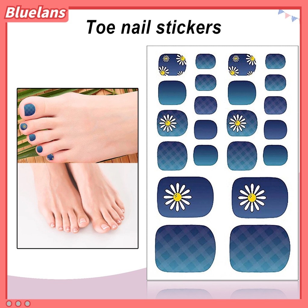 (In Stock) Kacamata Hitam Lensa Warna Warni ♡1 Lembar Stiker Decal Kuku Kaki Wanita Aneka Motif Untuk Pedicure