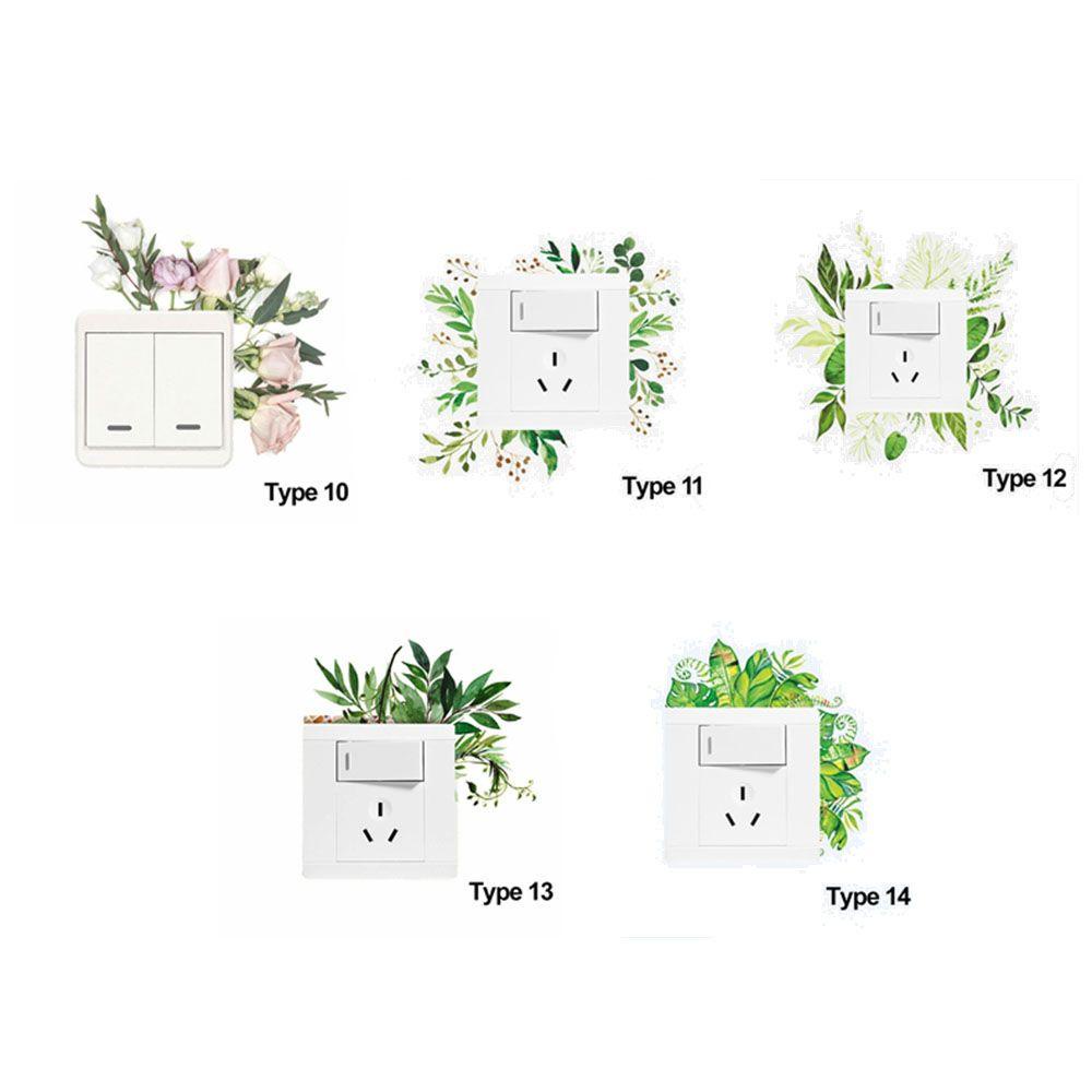 TOP Stiker Saklar Bunga DIY Aksesoris Tropical Palm Hiasan Kamar Tidur Daun Tanaman Hijau