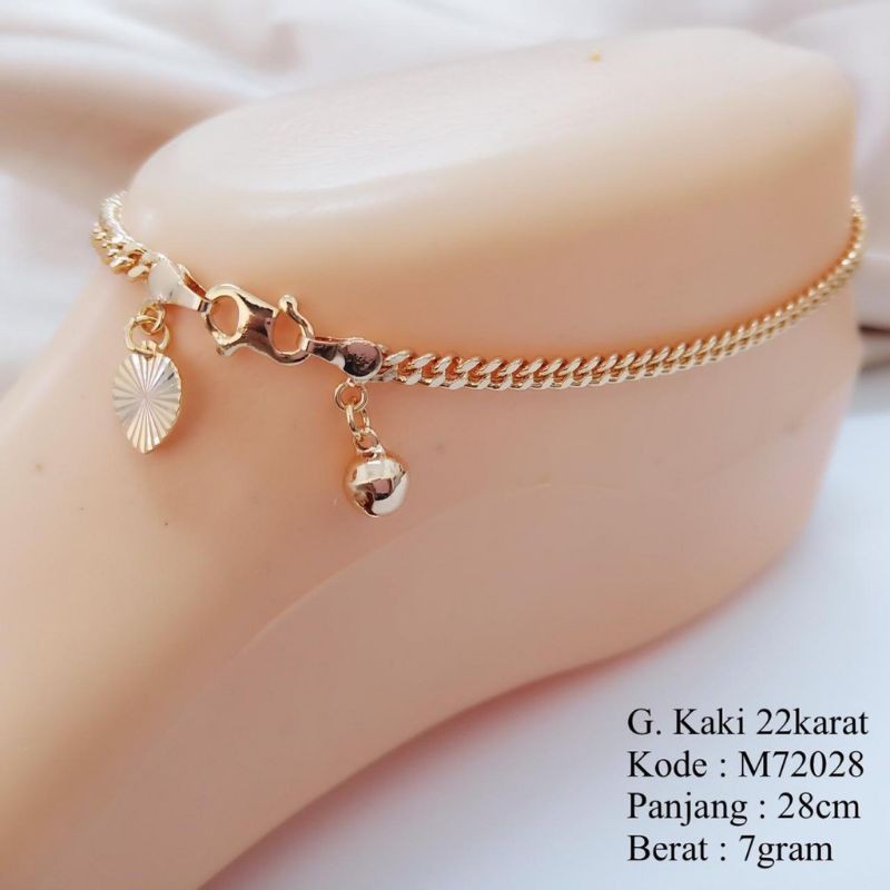 Gelang Kaki Wanita Motif Rantai Polos Mainan Love dan Lonceng M71033