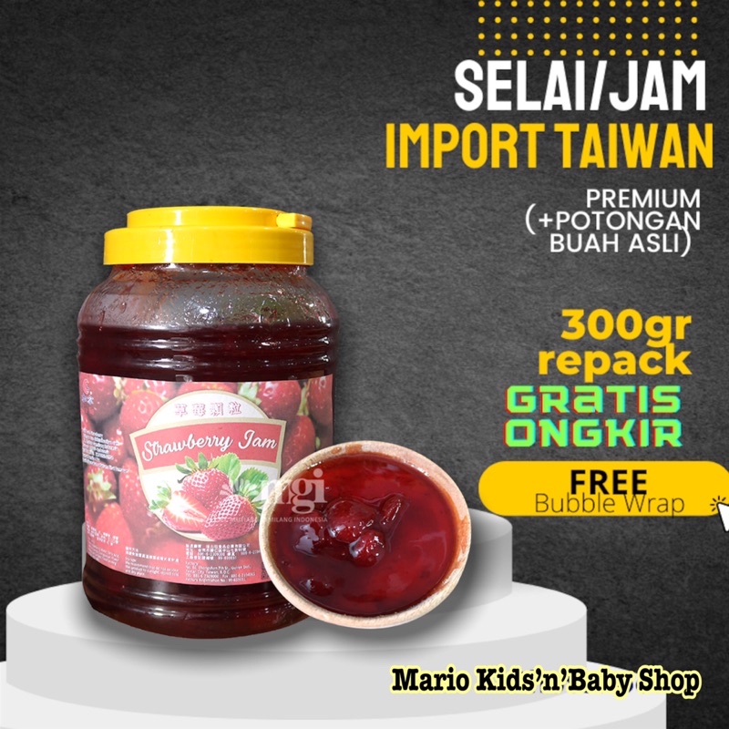 

Selai Strawberry / stroberi Import Taiwan 300gr (dg potongan buah asli)