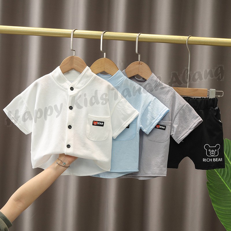 PROMO DISKON 3.3 SET PAKAIAN ANAK LAKI-LAKI/SETELAN KEMEJA ANAK LAKI LAKI POLOS UMUR 0-4TAHUN / SETELAN ANAK LAKI LAKI IMPORT MODEL KEMEJA / PAKAIAN ANAK LAKI LAKI IMPORT