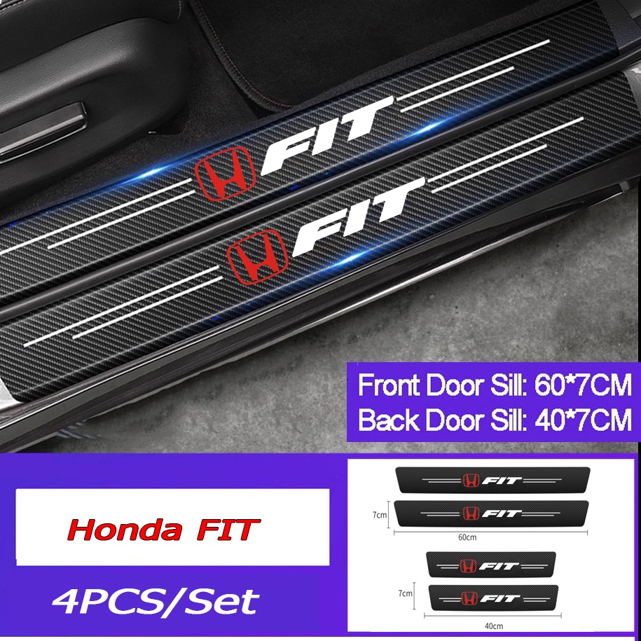 4pcs Stiker Pelindung Anti Gores Bahan Kulit Carbon Fiber Tebal Untuk Pintu Mobil HONDA