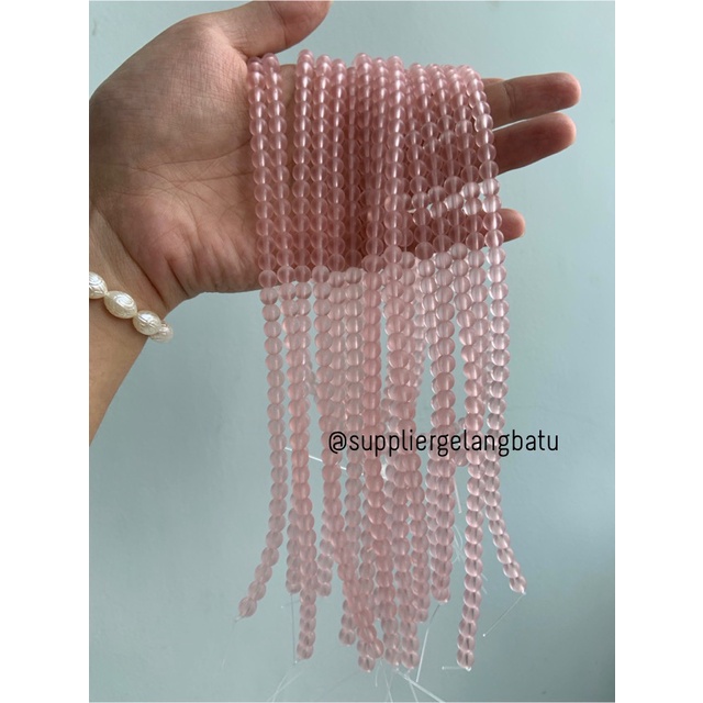 batu kristal ROSE QUARTZ DOFF 6mm pink kuarsa crystal stone healing