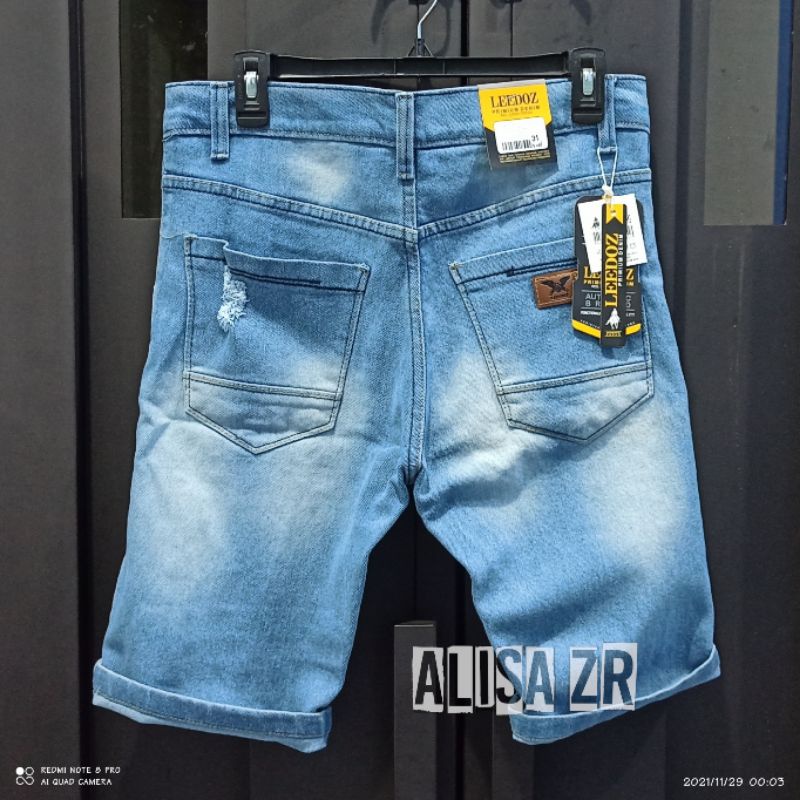 Bayar ditempat/COD Celana pendek jeans Stretch motif sobek robek melar Blue