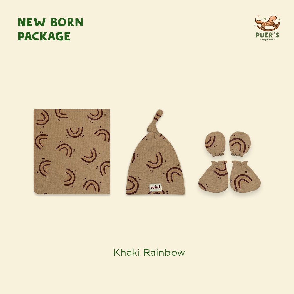 NEWBORN PACKAGE (SWADDLE SET) KHAKI RAINBOW