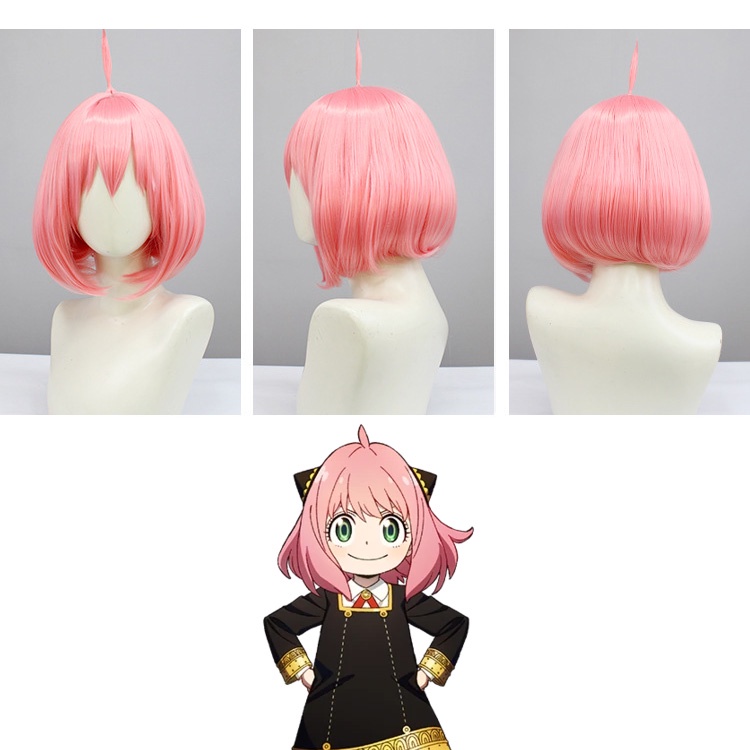 【Wetrose】Ready Stock Anime TV Spy X Family Cosplay Suit Anya Ania Forger Anak Perempuan Cewek Gadis Dewasa Suit Girls Women Costume Dress Set, Anya Wig