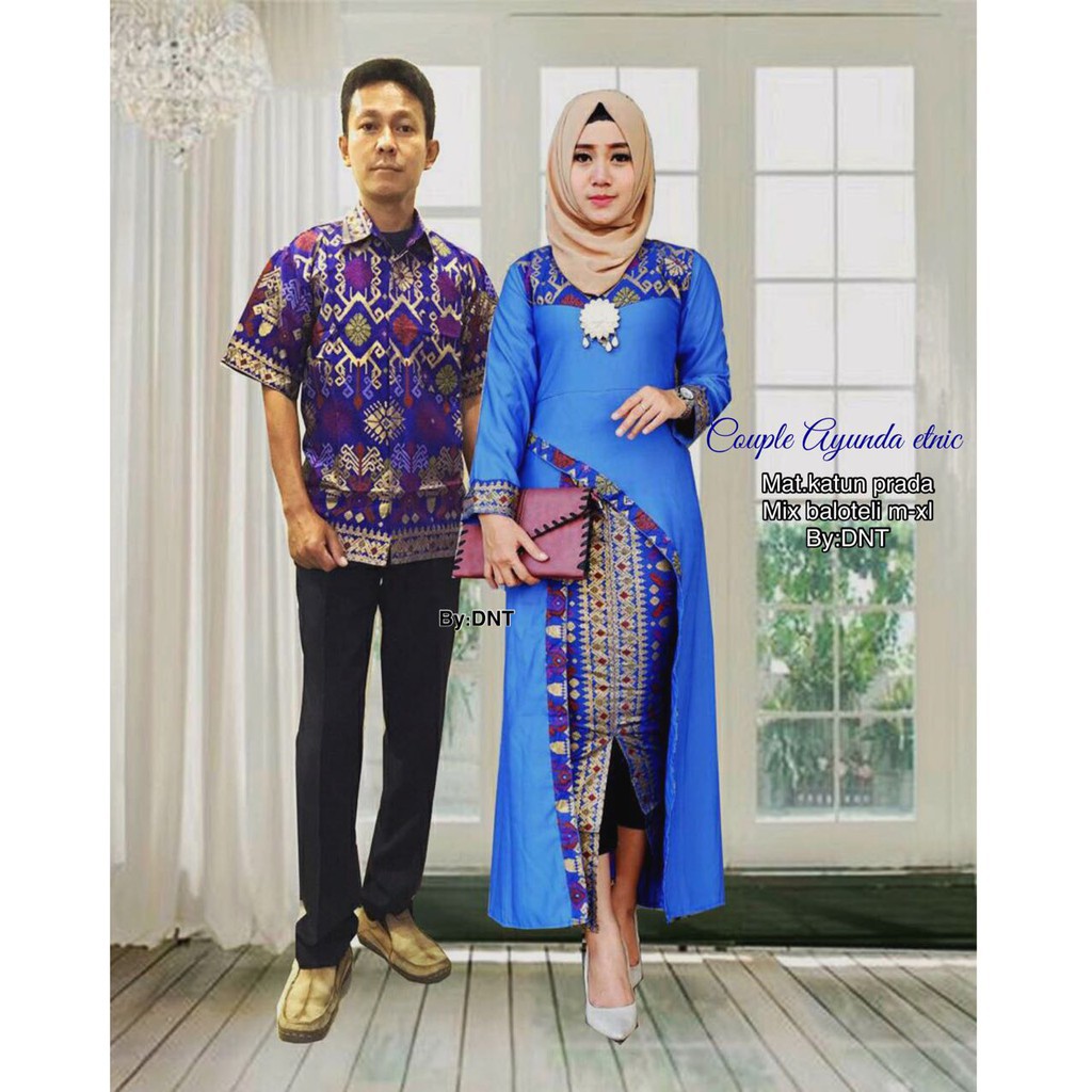 Batik Couple Sarimbit modern Ayunda - Warna Merah, Tosca, Late, Biru, Kuning - M L XL