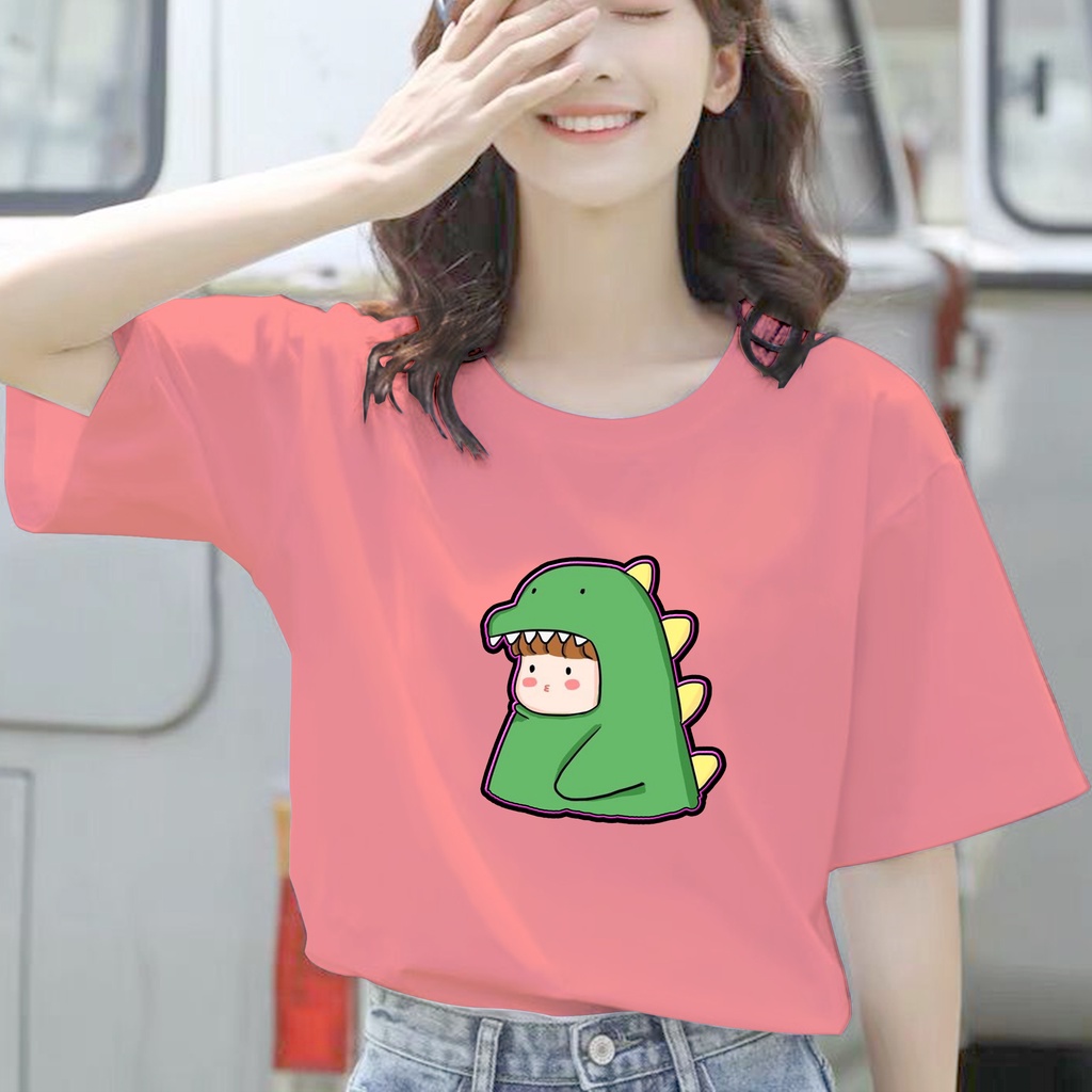 CALVIERO SHOP - BAJU KAOS ATASAN WANITA PRINT DINO GIRL