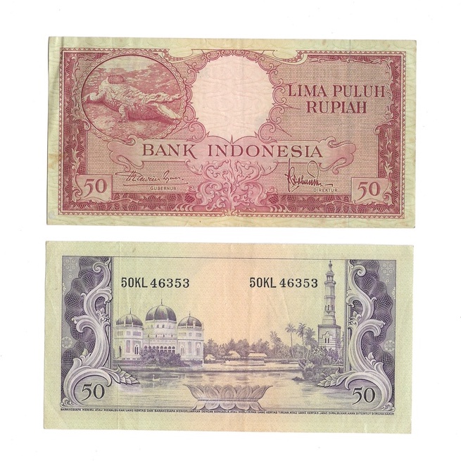 Uang kuno Indonesia 50 Rupiah 1957 Seri Hewan Fair-Very Good