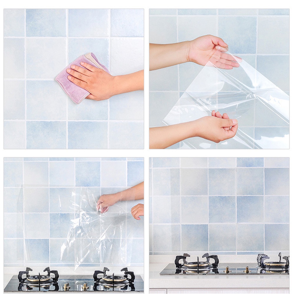 68*45 cm Dapur Transparan Tahan Air Tahan Minyak dan Antifouling Self-adhesive Wall Sticker Wallpaper