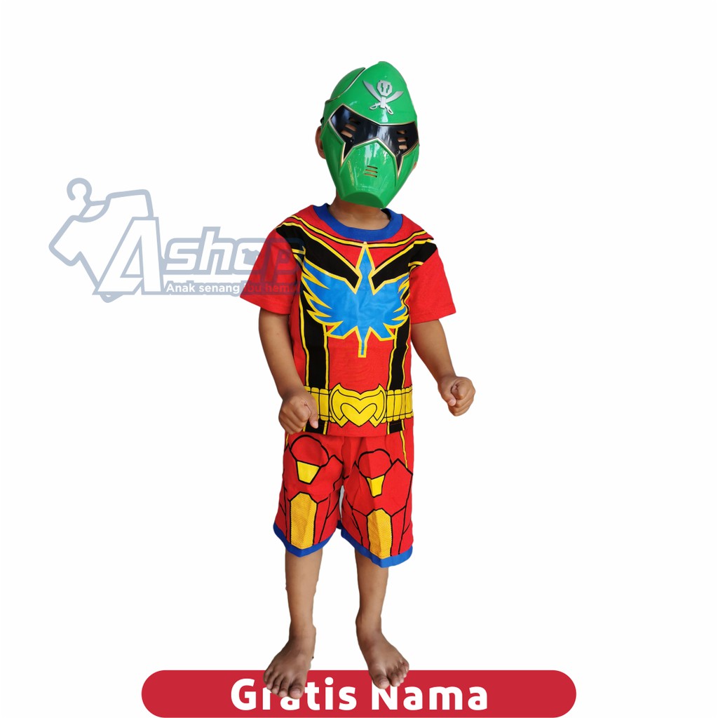 Kostum Anak Power Rangger Pendek Plus Topeng