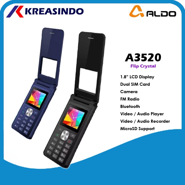 Aldo Crystal A3520 Flip HP Murah Garansi Resmi Original