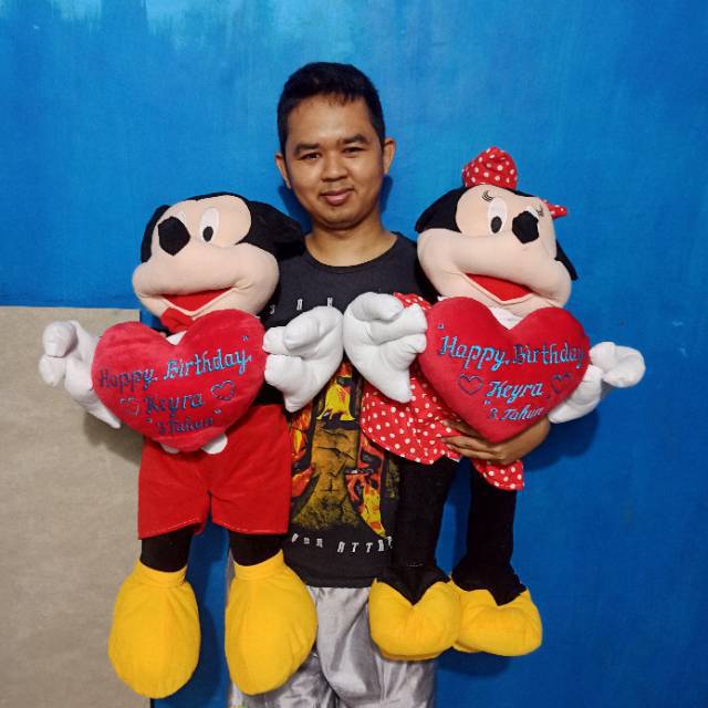 Boneka GRATIS UKIR NAMA  Mickey atau Minnie mouse bisa ukir nama