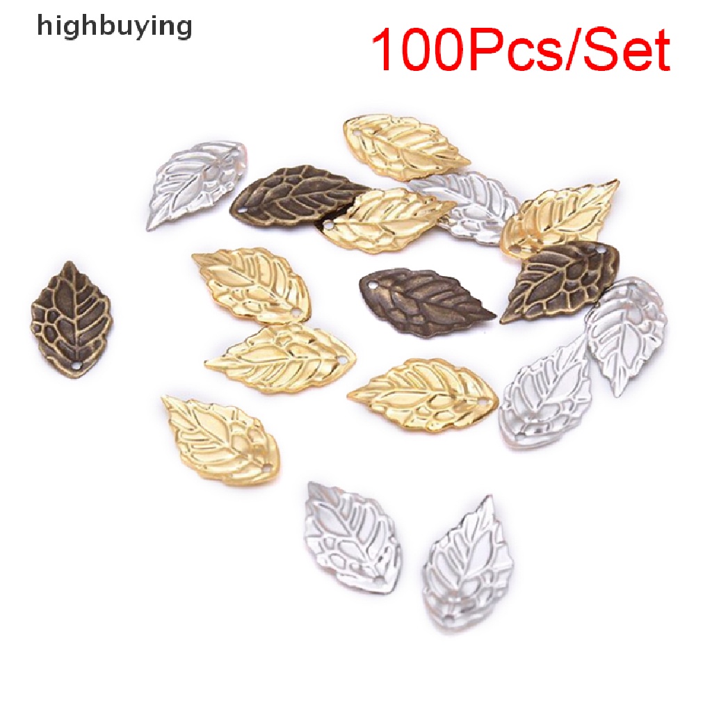 Hbid 100Pcs / Set Liontin Daun Hollow Untuk Membuat Perhiasan DIY