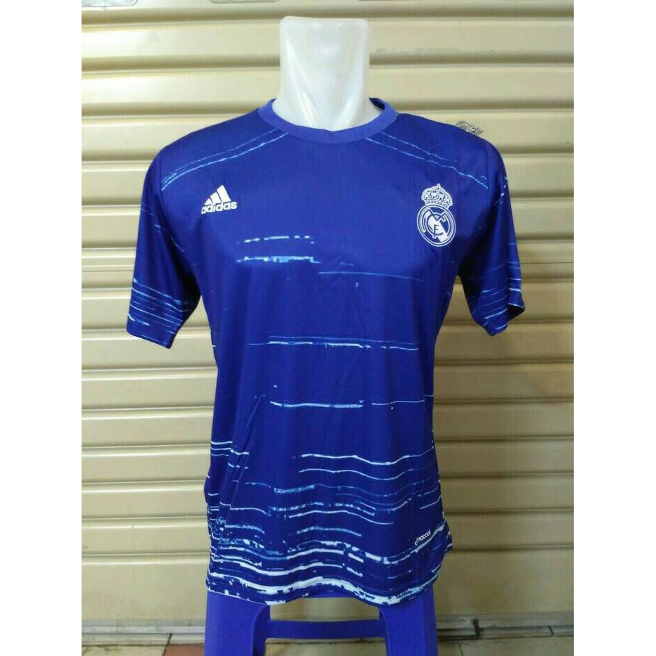 Jersey Real Madrid Prematch Abstrak Biru 2016/2017 grade ori official