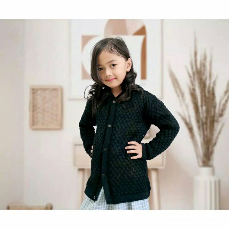 RESTOCK ! Cardigan Rajut Anak Perempuan 4-7th Popcorn Tebal/sweater anak perempuan rajut gemas termurah