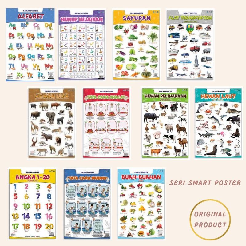 Seri Smart Poster alphabet,angka,hewan peliharaan