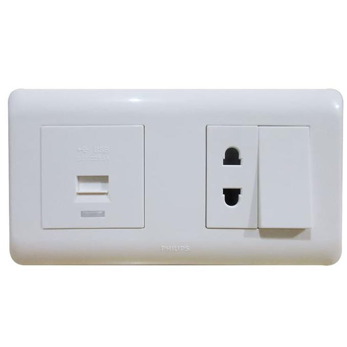 Philips AgileStyle Stop Kontak Universal - USB - Saklar