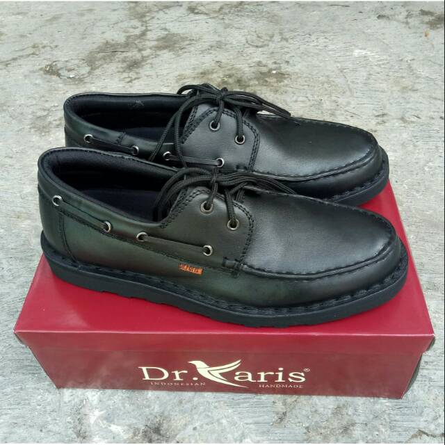 Dr faris original casual zapato kulit sepatu pria full black