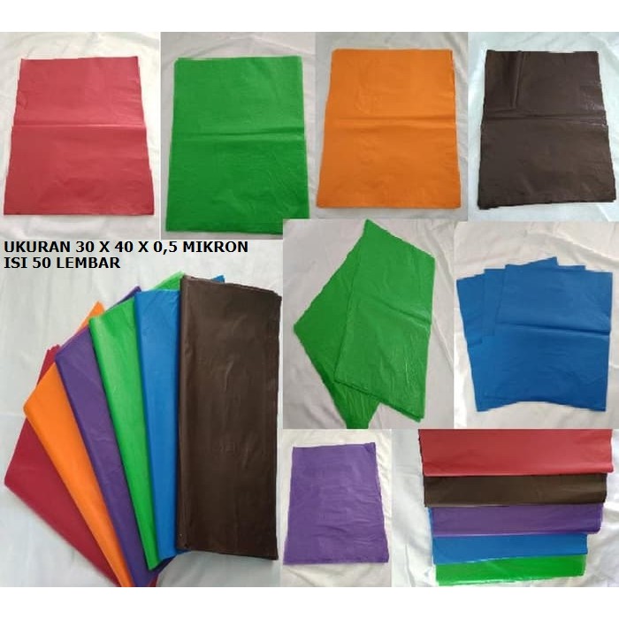 

PLASTIK ONLINE SHOP WARNA 30 X 40 X 0,5 MIKRON ISI 50 LEMBAR TRISETARA