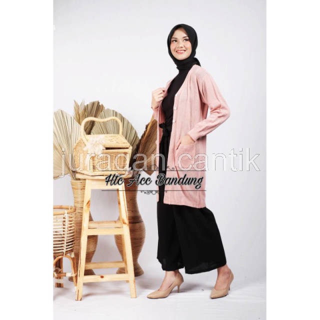 CARDIGAN RAJUT FELYS | Long Cardy Kancing Mutiara / Cardygan knit