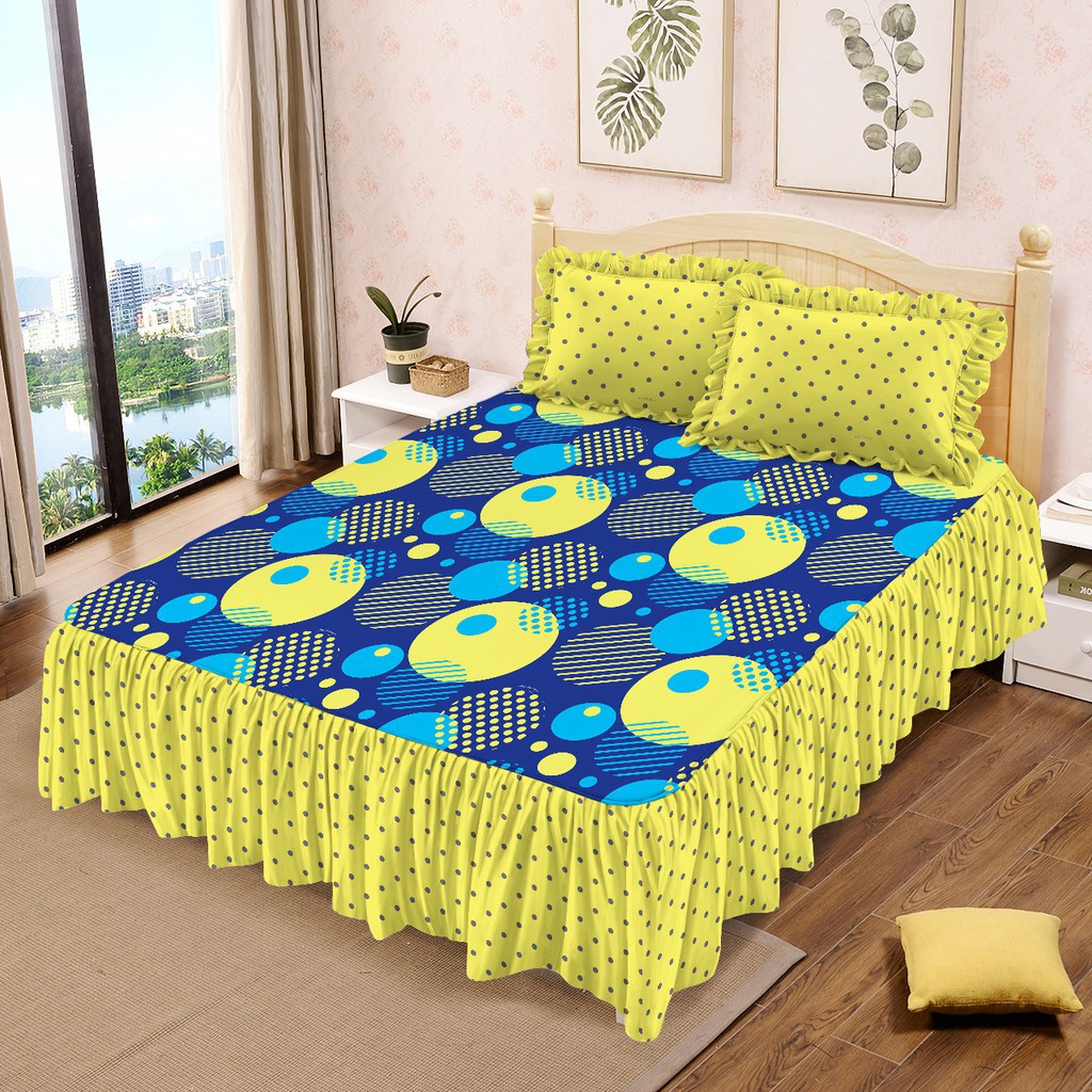 WW Sprei Lady Rose RUMBAI BASTIAN 180x200 King Size 180 minimalis blue yellow