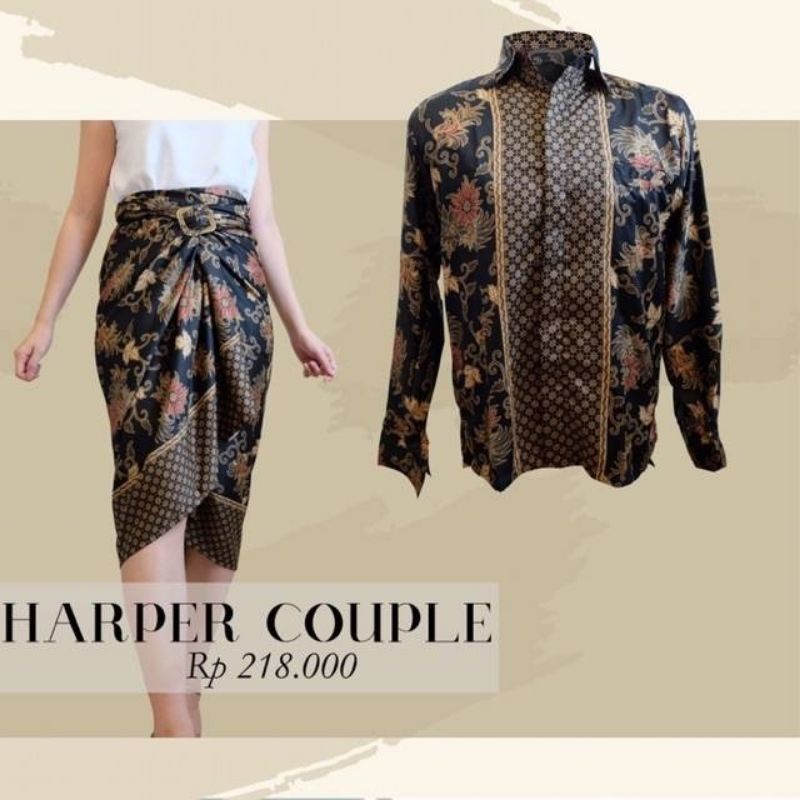 Couple rok lilit dan kemeja//rok serut batik//kemeja batik panjang//couple batik modern