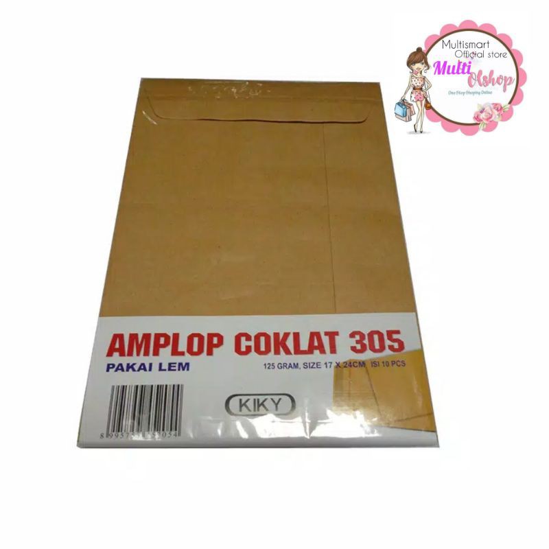 

Kiky amplop coklat polos type 310 lem/tropical glue 1pak=10lembar