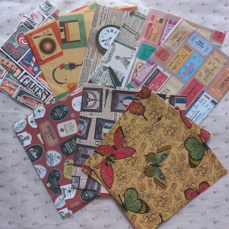 

14pcs Vintage Paper Set 7 Design Unik untuk Journal Bujo // Dimino