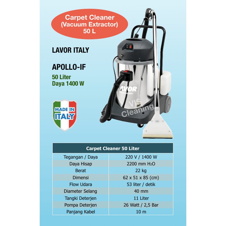 Carpet Cleaner (Vacuum Extractor) 50 Liter Lavor Apollo IF