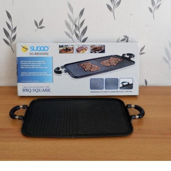 TERPERCAYA SUGGO Multi Grill BBQ Square 2 in 1/Alat Panggang Teflon Serbaguna