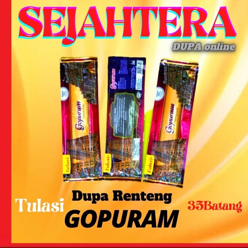 Dupa Hio India Pendek Red Bathi Gopuram Pouch isi 35 batang