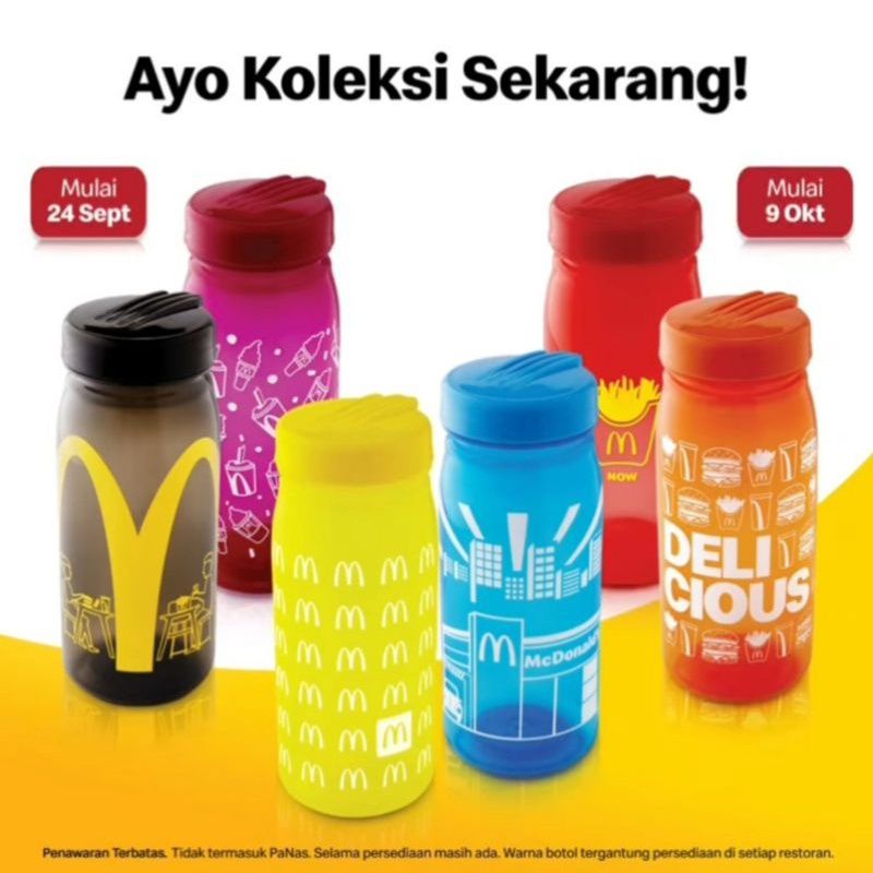mcdonald mcd colorful water bottle botol minum 500ml botol minum mcd