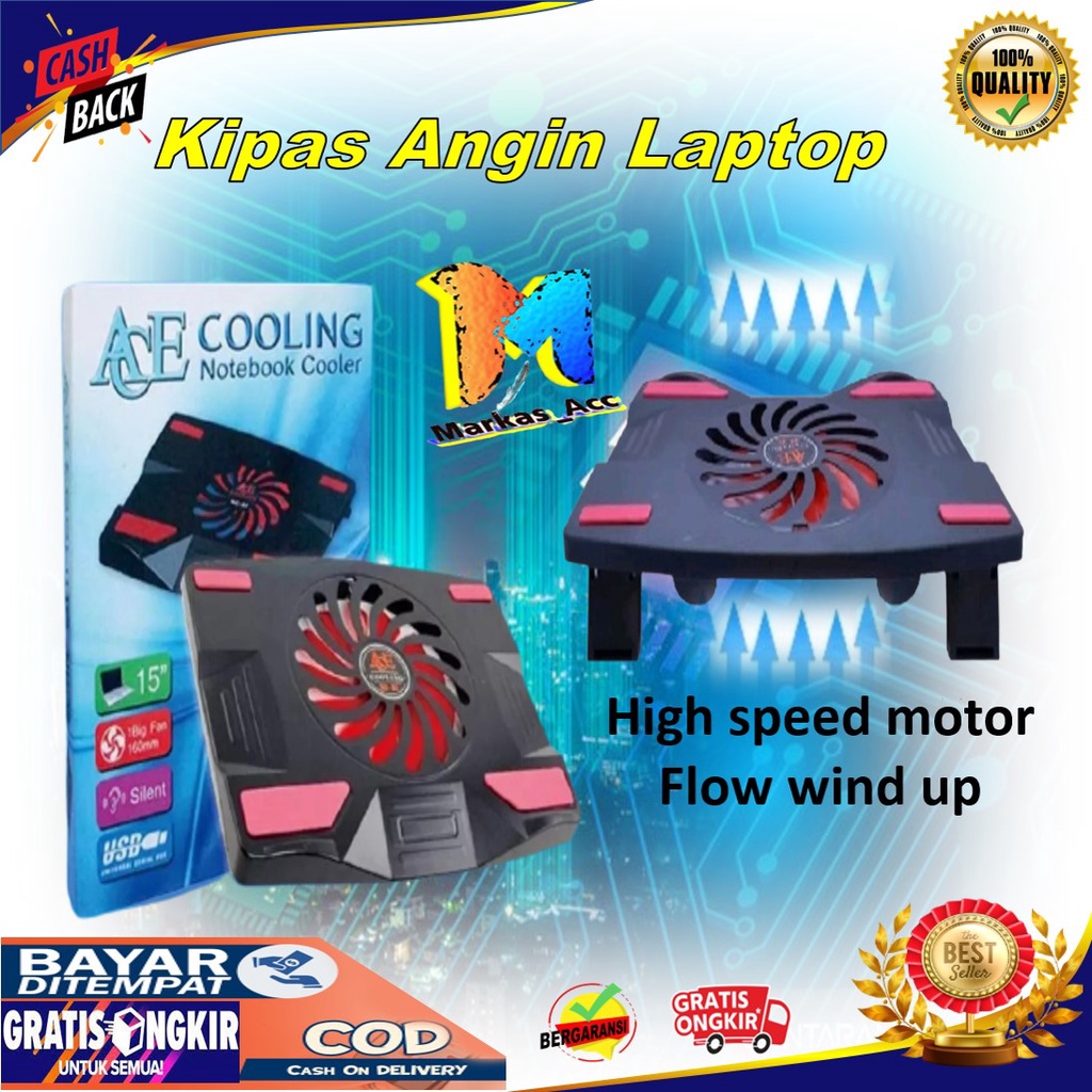 Jual Kipas Angin Laptop Cooling Pad Cooler Pad Fan Model Nyala Lampu Bisa Bayar Cod