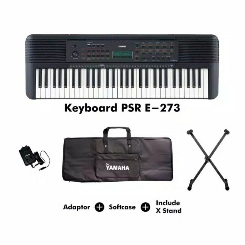 Jual Paket Keyboard Yamaha PSR E273/ PSR E273 Plus Stand Keyboard Single dan Tas Indonesia
