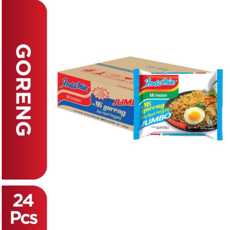 Indomie Mie Goreng Jumbo Rasa Ayam Panggang 1 Dus 24 Pcs