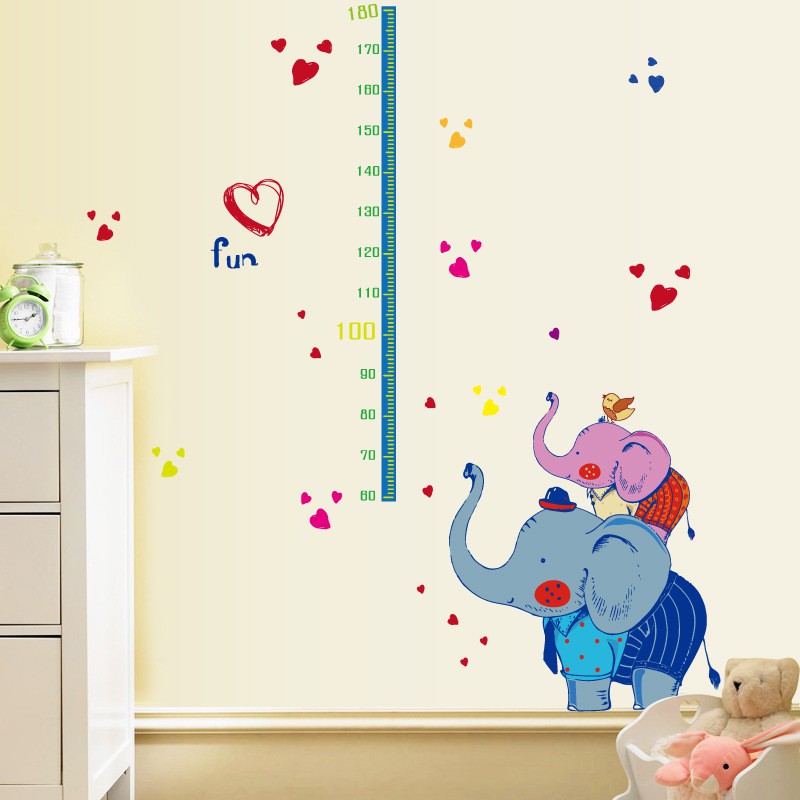 RELIZA WALL STICKER PENGUKUR TINGGI BADAN GAJAH BIRU GROW UP ELEPHANT STIKER DINDING SK9142