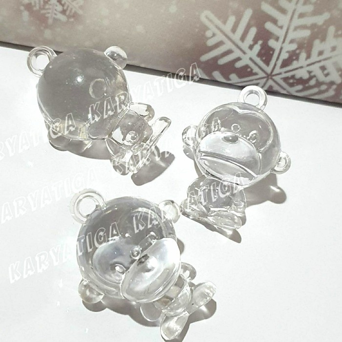 Aksesoris Gantungan / Bandul Monyet Kristal Putih (1 Pcs)