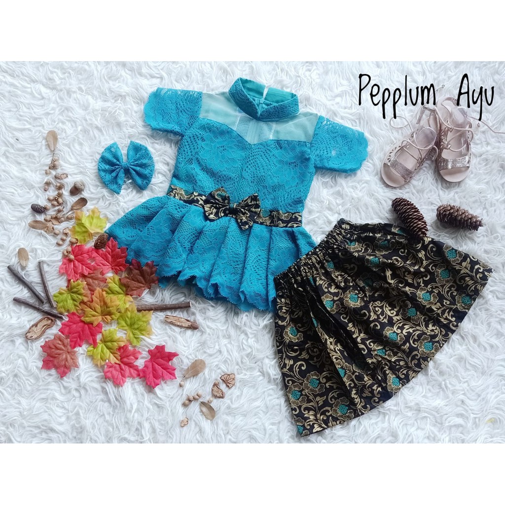 BAJUNIK_PRODUSENBAJUANAK Baju Anak Adat Kebaya Anak Pepplum Ayu Warna Toska Usia Newborn-10 Tahun