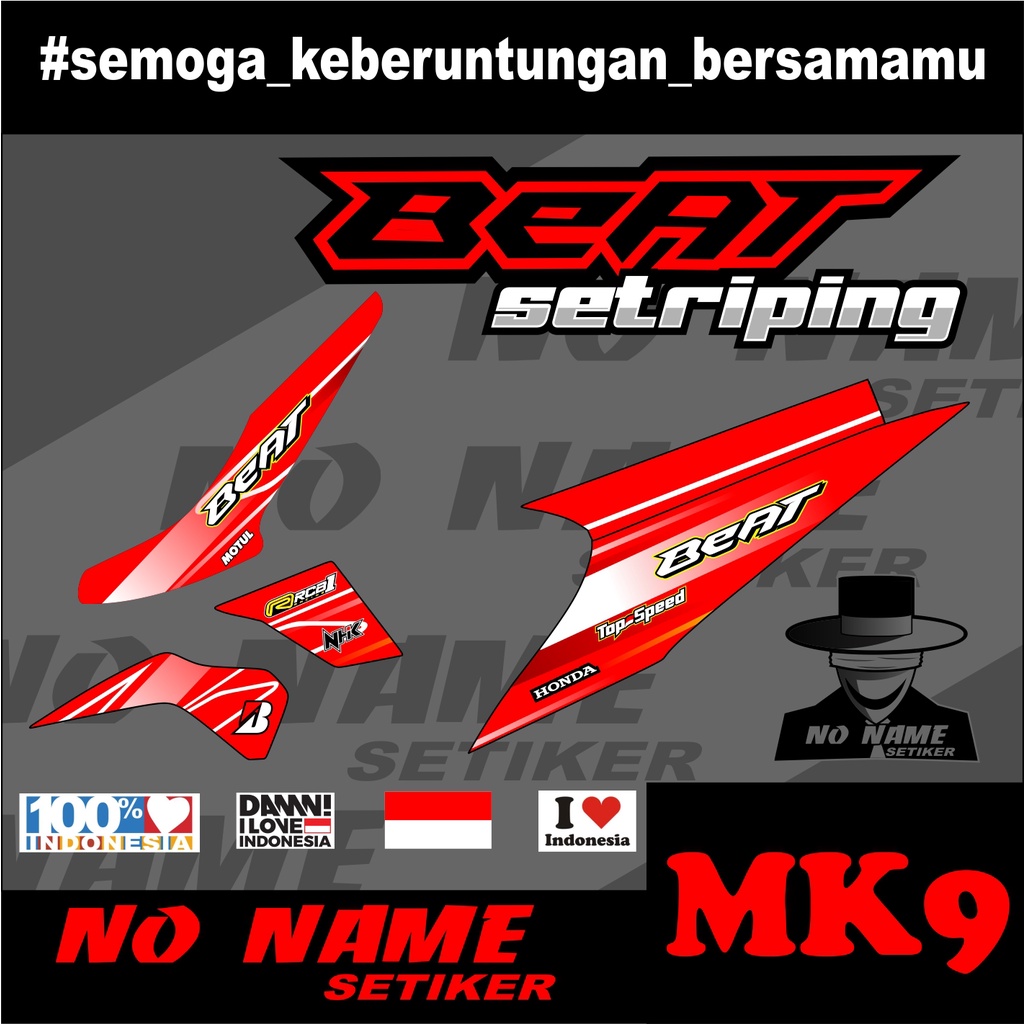 Striping Beat Karbu 2008 2009 2010 2011 2012 (mk9) Variasi Sticker Stiker Skotlet Motor  List