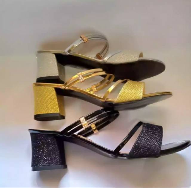 Hak Tahu Dubay / Sandal hak tahu wanita 5 cm gliter dubay-2
