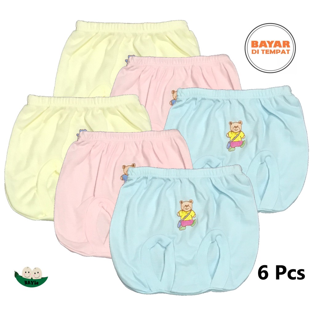 BAYIe - 6 Pcs Celana Kacamata/Kodok / POP Bayi Warna LILY Kualitas PREMIUM Bahan TC tebal 0-6 bulan