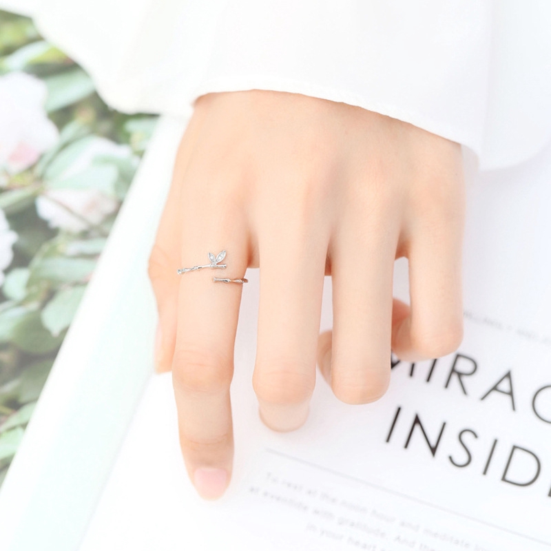 Cincin Kasual Ring Kuncup Bambu Zirkon Pembukaan Disesuaikan Wanita Perhiasan Rings Women Jewelry