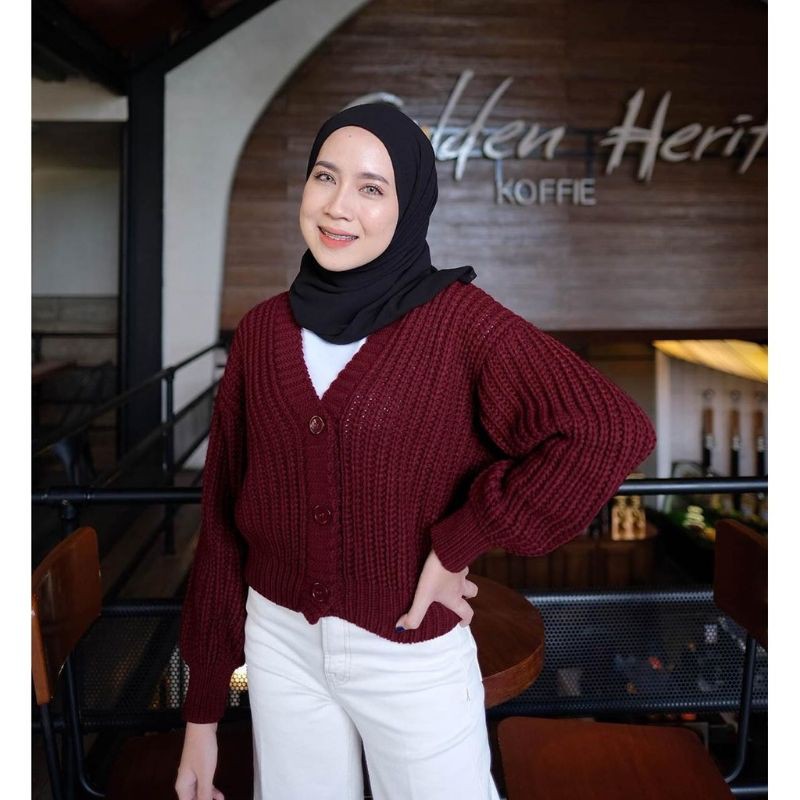 MURAH/ NAKARA CARDI RAJUT PREMIUM TEBAL /3Get Halus dan Adem-Marron