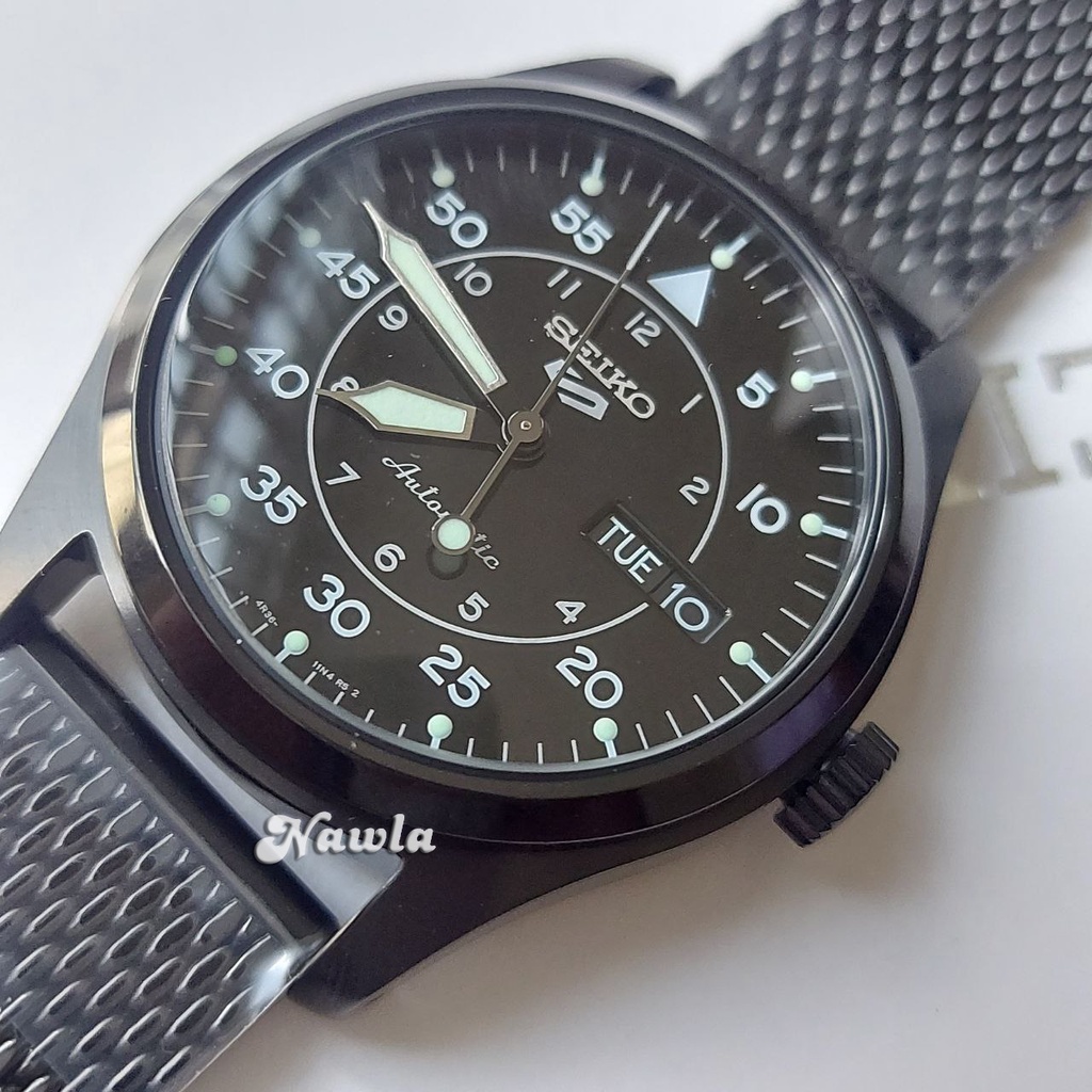 Seiko 5 Sports SRPH25K1 Flieger Full Black - Jam Tangan Pria SRPH25