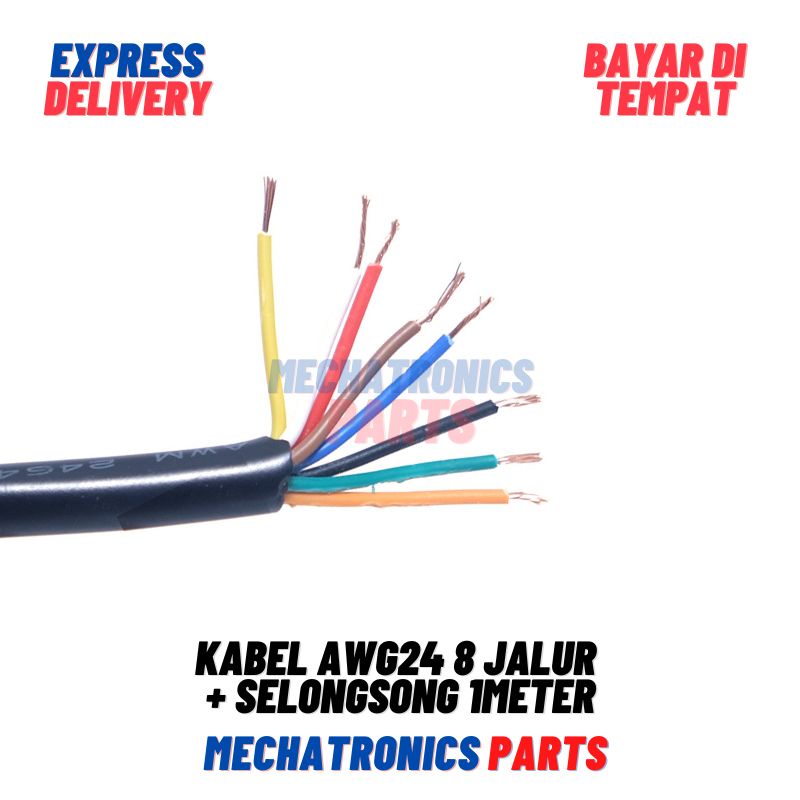 Kabel AWG24 8 Jalur + Selongsong 1Meter