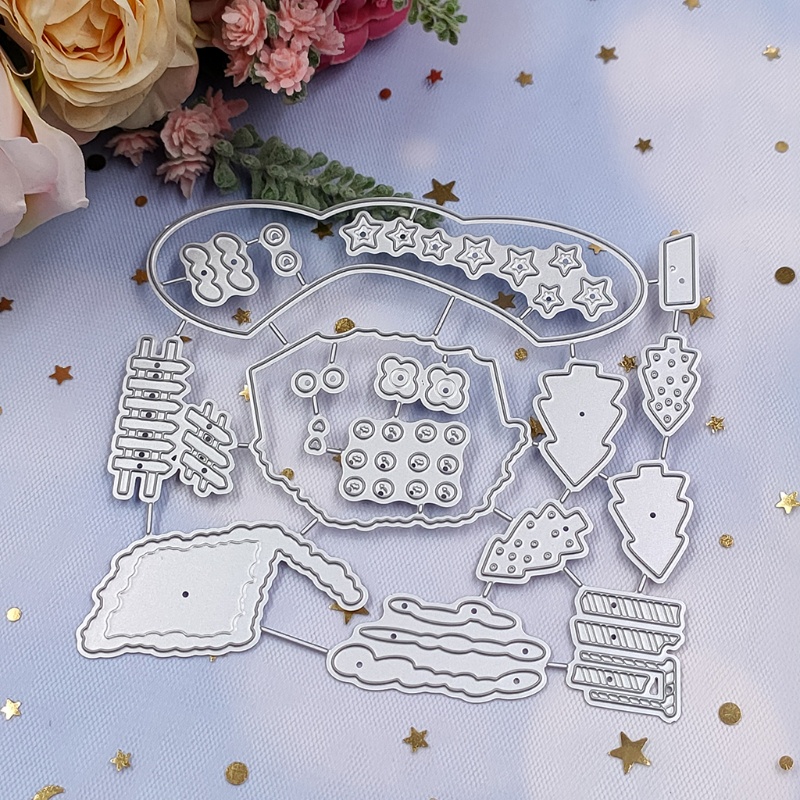 Zzz Cetakan Stensil Cutting Dies Motif Rumah Natal Bahan Metal Untuk Scrapbook / Craft DIY
